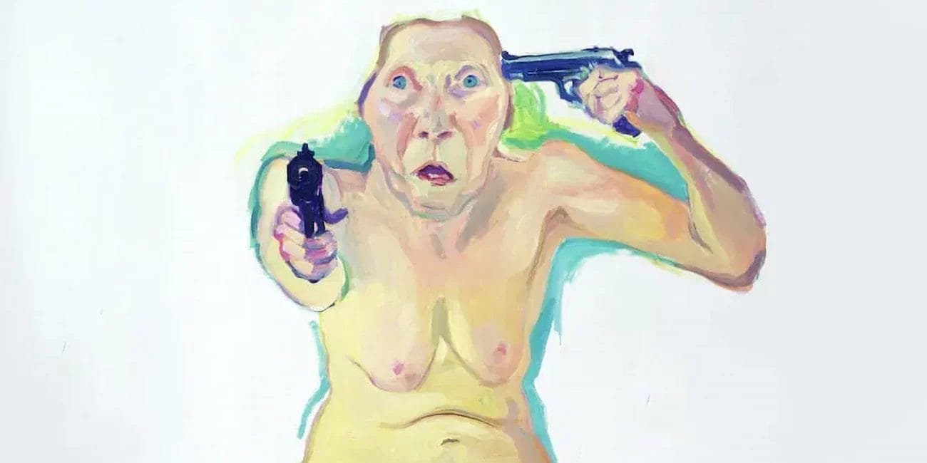Maria Lassnig, “Du oder Ich” (2005). Oil on canvas, 203,5 x 155,5 cm (photo courtesy Maria Lassnig Foundation)